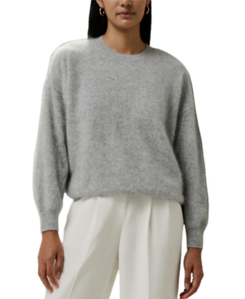 Lilysilk Brushed Cashmere Pullover Sweater In Gray
