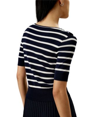 Silk Striped Cropped Knit Top
