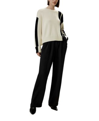 Bicolor Stripe Knit Wool Sweater