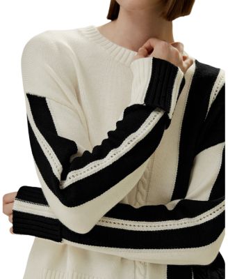 Bicolor Stripe Knit Wool Sweater