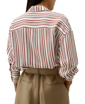 Oversized Striped Silk-Twill Shirt