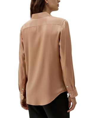 Minimalist Placket Silk Blouse with Shell Buttons