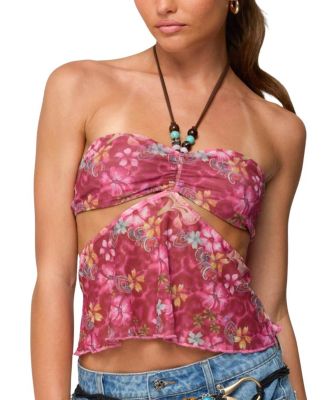 Solana Floral Cut Out Halter Top