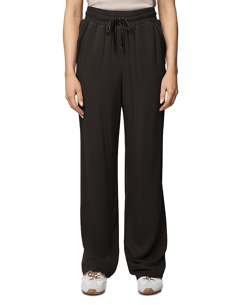 Splendid Tie Waist Wide Leg Sweatpants In Brown
