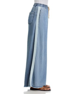 Contrast Taping Chambray Pants