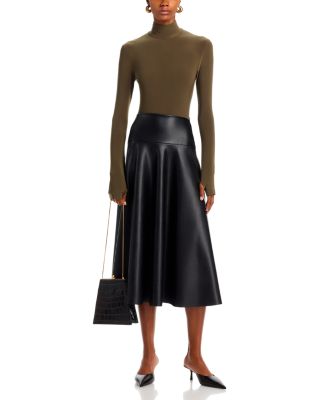Faux Leather Midi Skirt