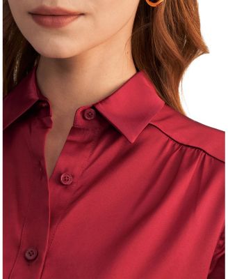Long Sleeves Collared Silk Blouse