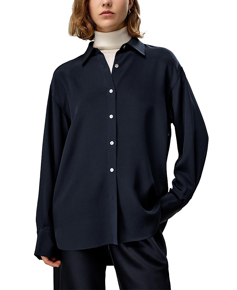 Lilysilk The One Relaxed Fit Silk Shirt In Blue
