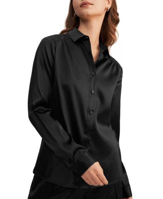 Long Sleeves Collared Silk Blouse