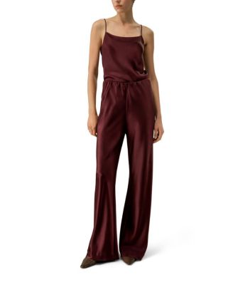Straight-Leg Silk Satin Pants