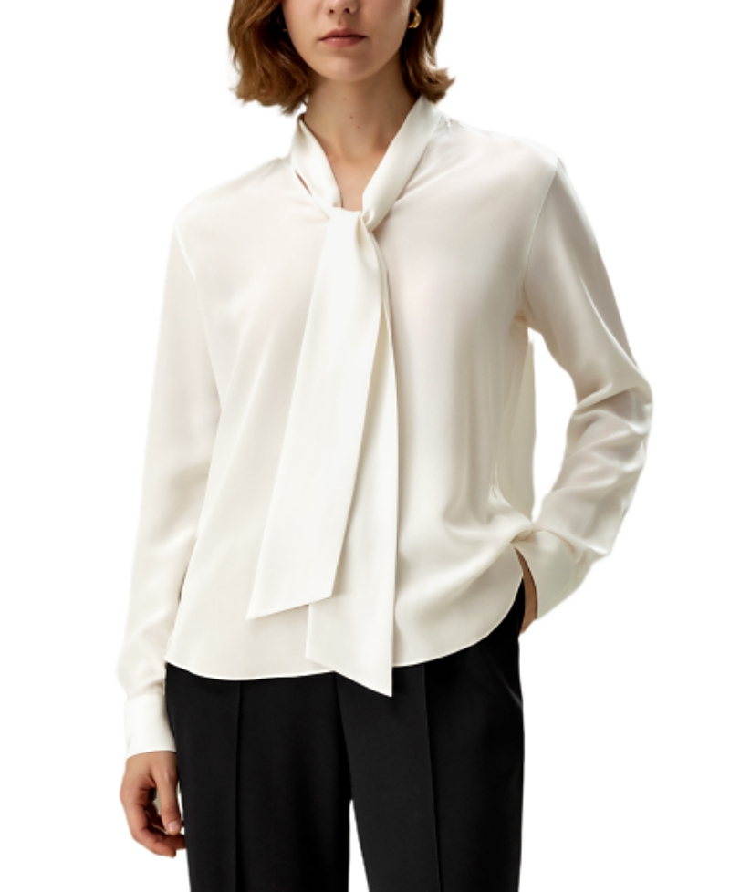 Lilysilk Silk Bowtie Blouse In White