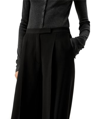 Silk-Wool Pleated Wide-Leg Trousers