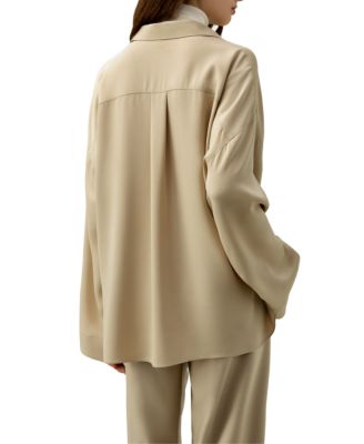 Relaxed Fit Drape Oversized Silk Shirt