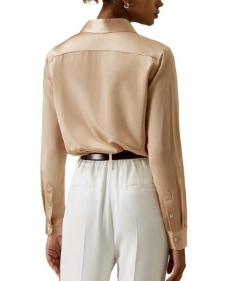 Spread Collar Silk Shirt