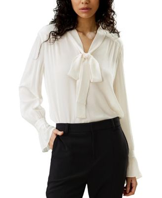 Silk V-Neck Ribbon Blouse
