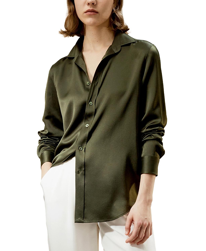 Lilysilk Tailored Button Down Silk Shirt In Green