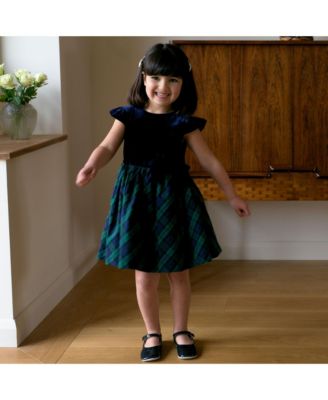 Girls' Velvet Blackwatch Check Party Dress - Little Kid, Big Kid