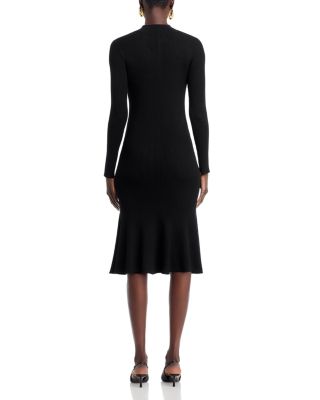 Long Sleeve Mock Neck Rib Flare Dress
