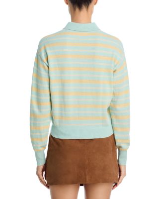 Cashmere Collegiate Stripe Polo Sweater