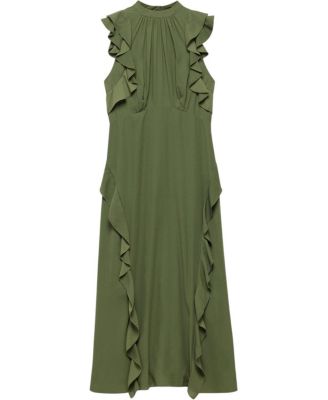 Women's High Neck Ruffle Maxi Dress