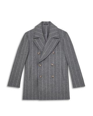 Bergamo Chalk Stripe Double Breasted Wool Peacoat