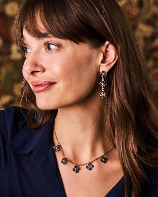 Blue Labradorite Berry Clover Multi Station Necklace, 16"