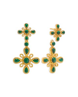 Monique Malachite Convertible Double Drop Earrings