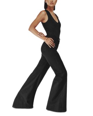 Sakura High Rise Flare Leg Jeans in Black