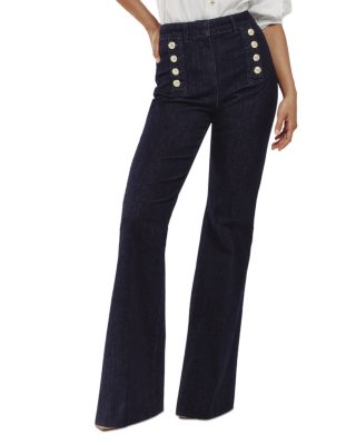 Athena High Rise Flare Leg Jeans In Dark Blue 