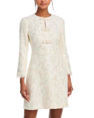 Long Sleeved Bow Detail Fit-and-Flare Dress 