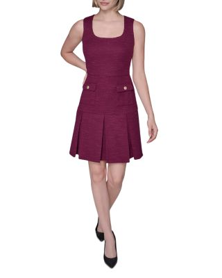 Textured Tweed Square Neck Mini Dress