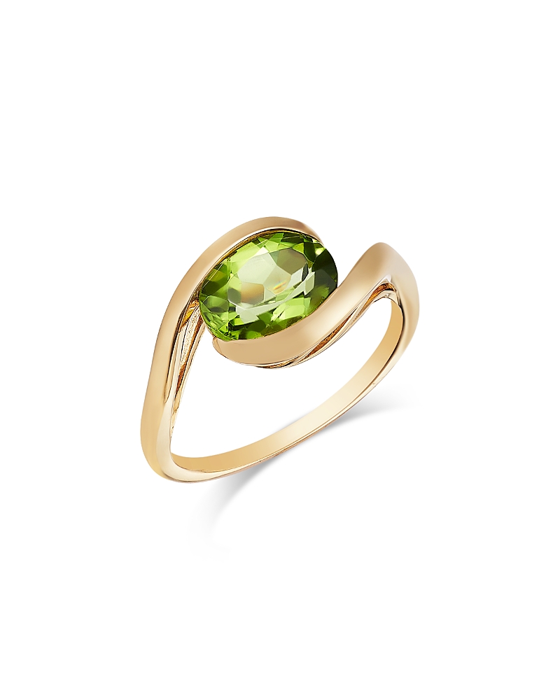 Bloomingdale's Fine Collection Peridot Asymmetrical Oval Ring in 14K Yellow Gold