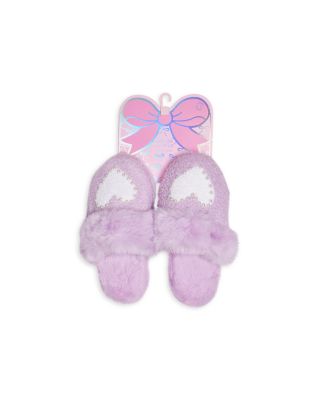 Girls' Heart Faux Pearl Faux Fur Plush Slippers