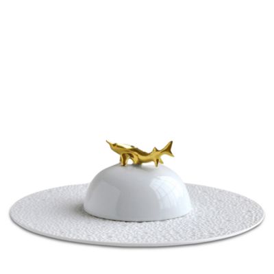 Ecume White Caviar Plate and Bell Cover