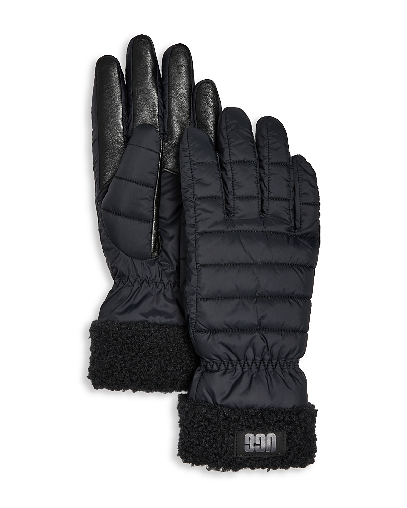 Ugg Fluff Cuff Gloves In Black