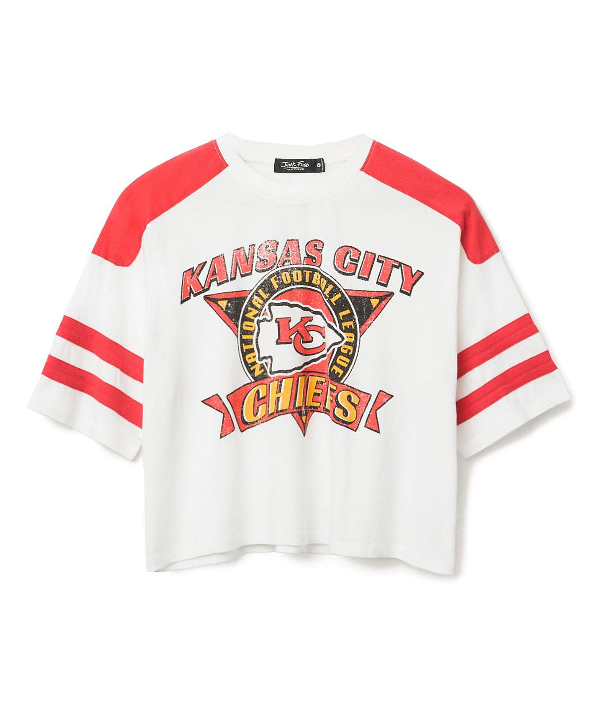 Junk Food Clothing Women's Nfl Kansas City Chiefs Striped Crop Tee