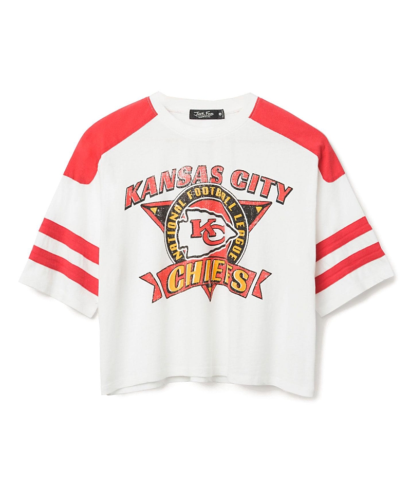 Junk Food Clothing Women's Nfl Kansas City Chiefs Striped Crop Tee