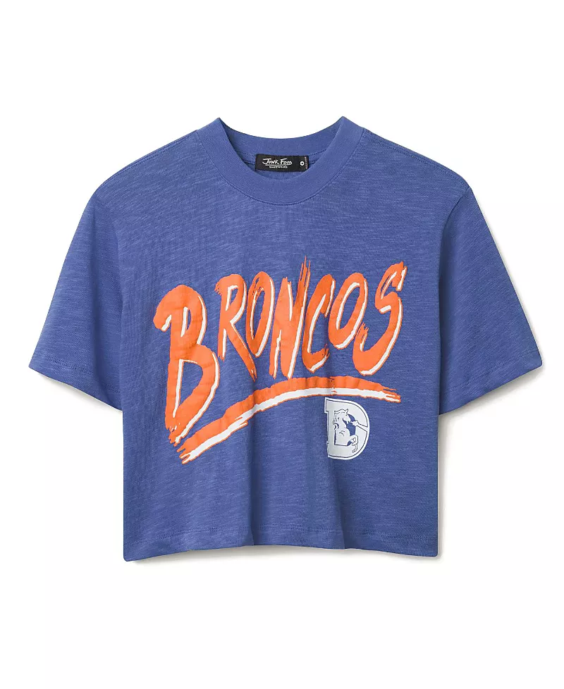 Junk Food Clothing Women's Nfl Denver Broncos Thrill Mock Neck Crop Tee