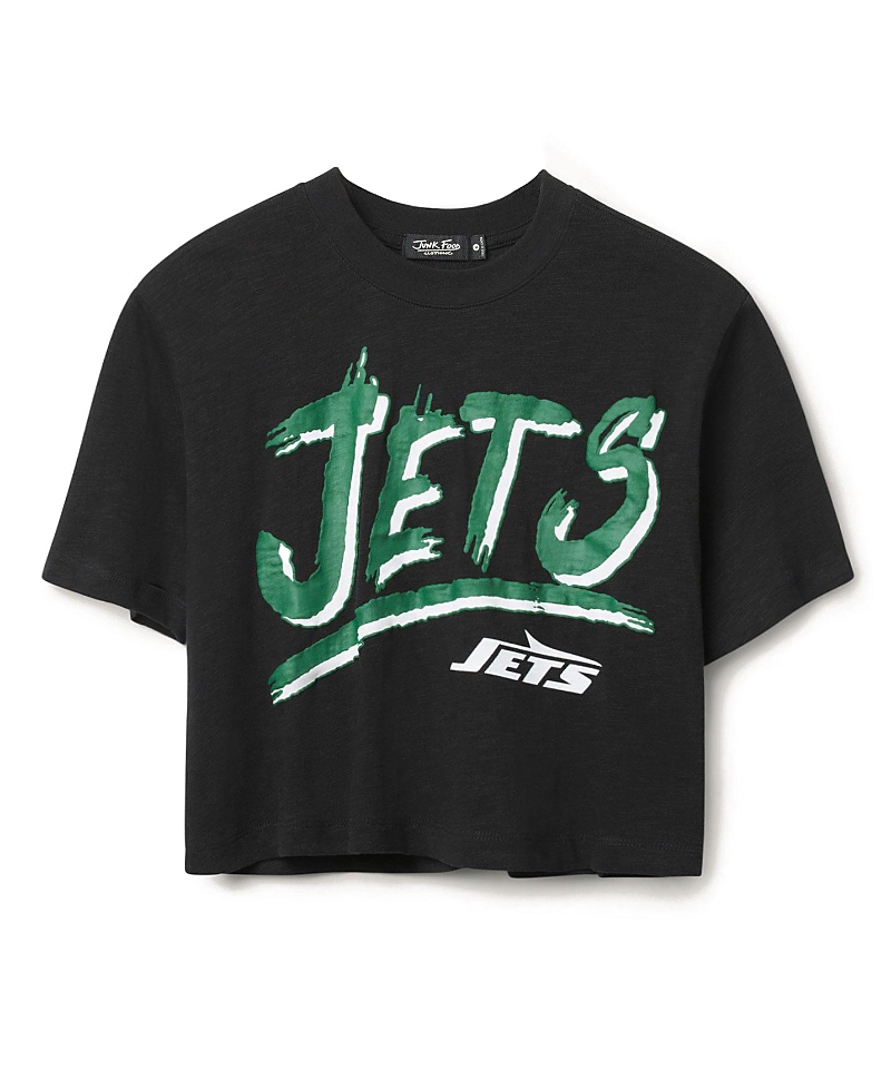 Junk Food Clothing Women's Nfl New York Jets Thrill Mock Neck Crop Tee In Black