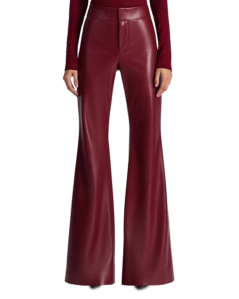 Alice And Olivia Andrew Vegan Leather Midrise Bootcut Slim Pant In Red