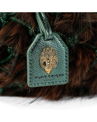 Macrame Crystal Small Faux Fur Bucket Bag