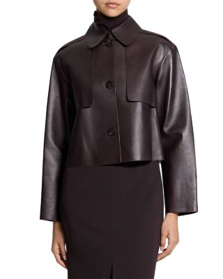 Cropped Leather Trench Coat