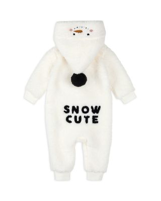 Unisex Hooded Fleece Snowman Playsuit - Baby