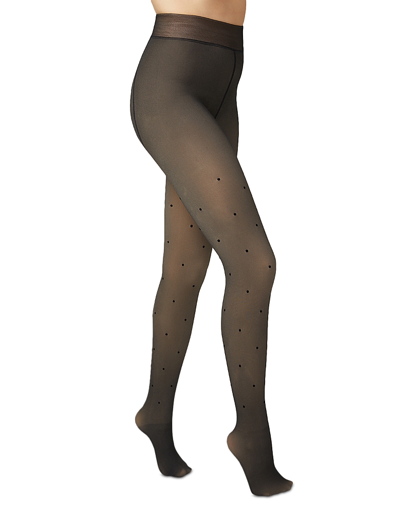 Hue Polka Dot Faux Sheer Tights In Black