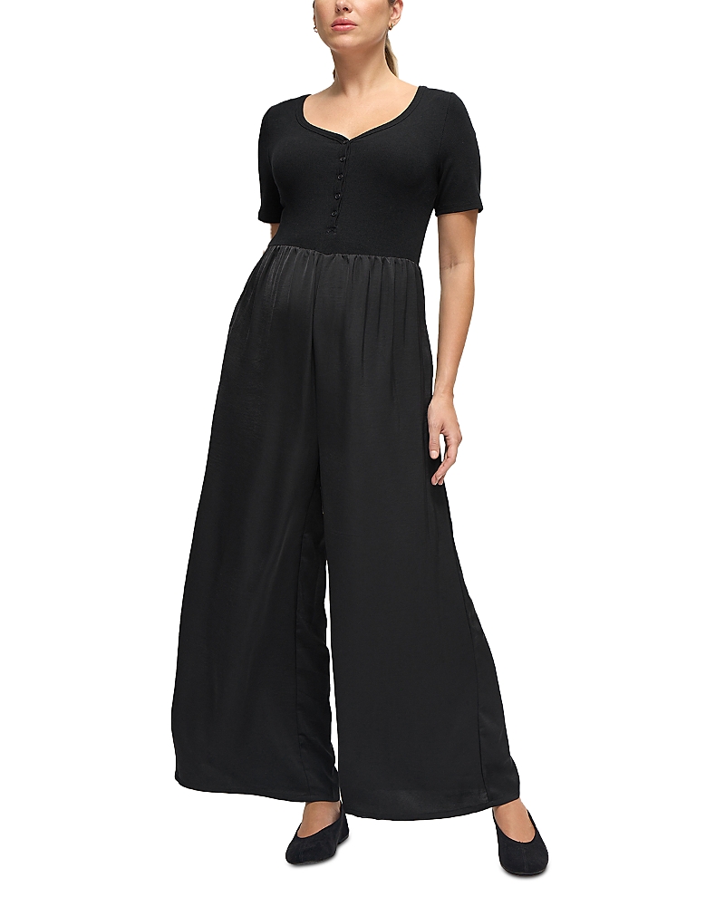 Ingrid & Isabel Mixed Media Jumpsuit In Black