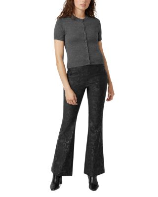 Etched Floral High Rise Baby Bootcut Jeans in Black