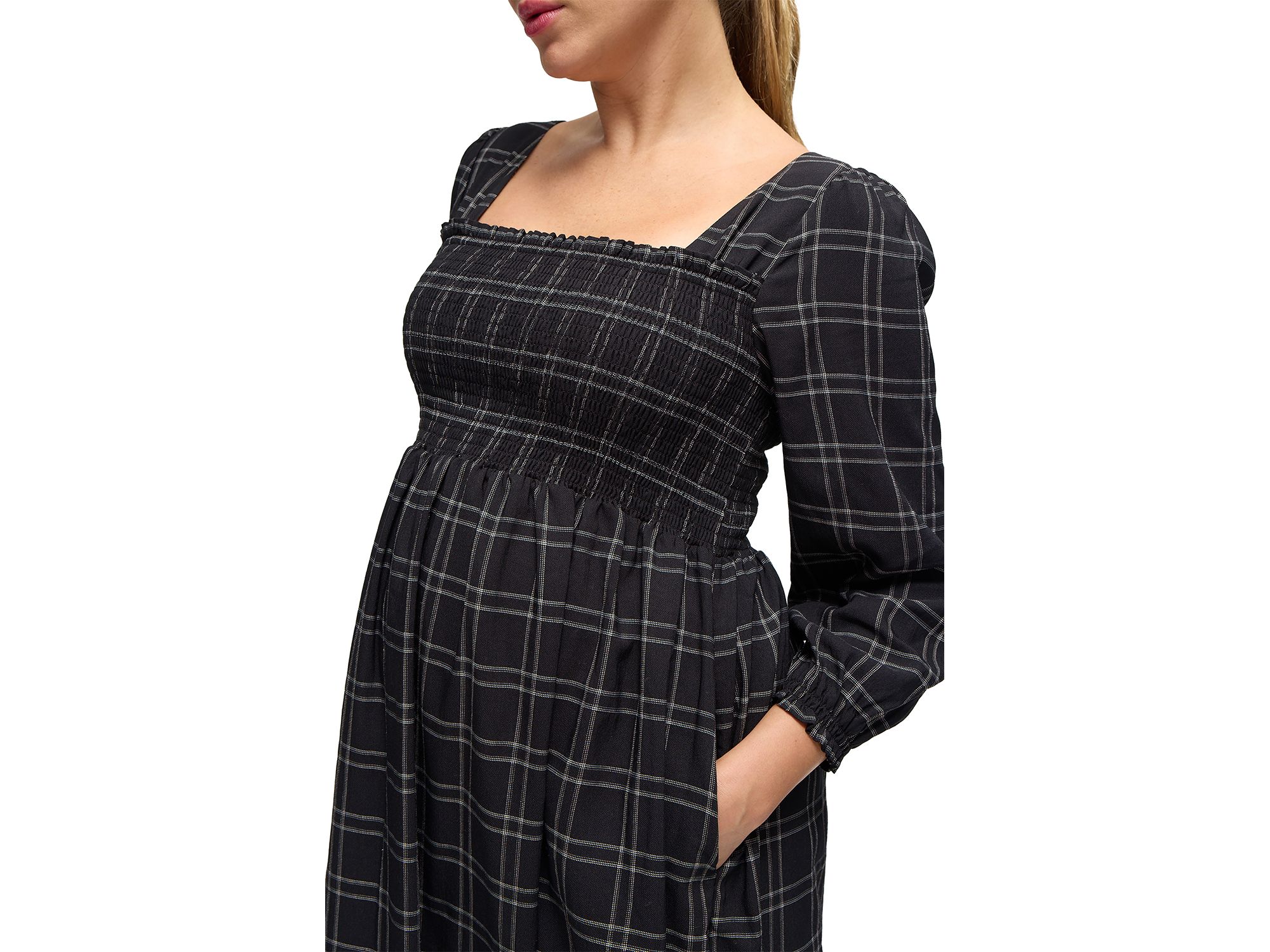 Breeze Checkered Maternity Dress — Image 3