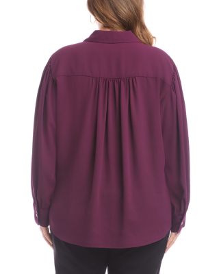 Plus Size Long Sleeve Dropped Shoulder Blouse