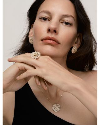 Diamond Pav&eacute; Flower Pendant Necklace in 14K Yellow Gold, 1.50 tcw 