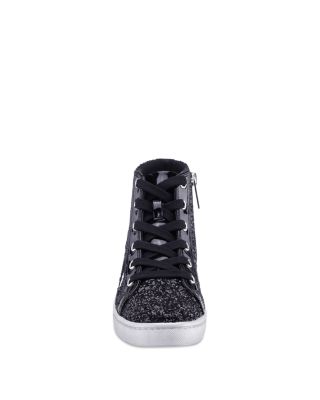 Girls' Cass Glitter High Top Zip Lace Up Sneakers - Little Kid, Big Kid